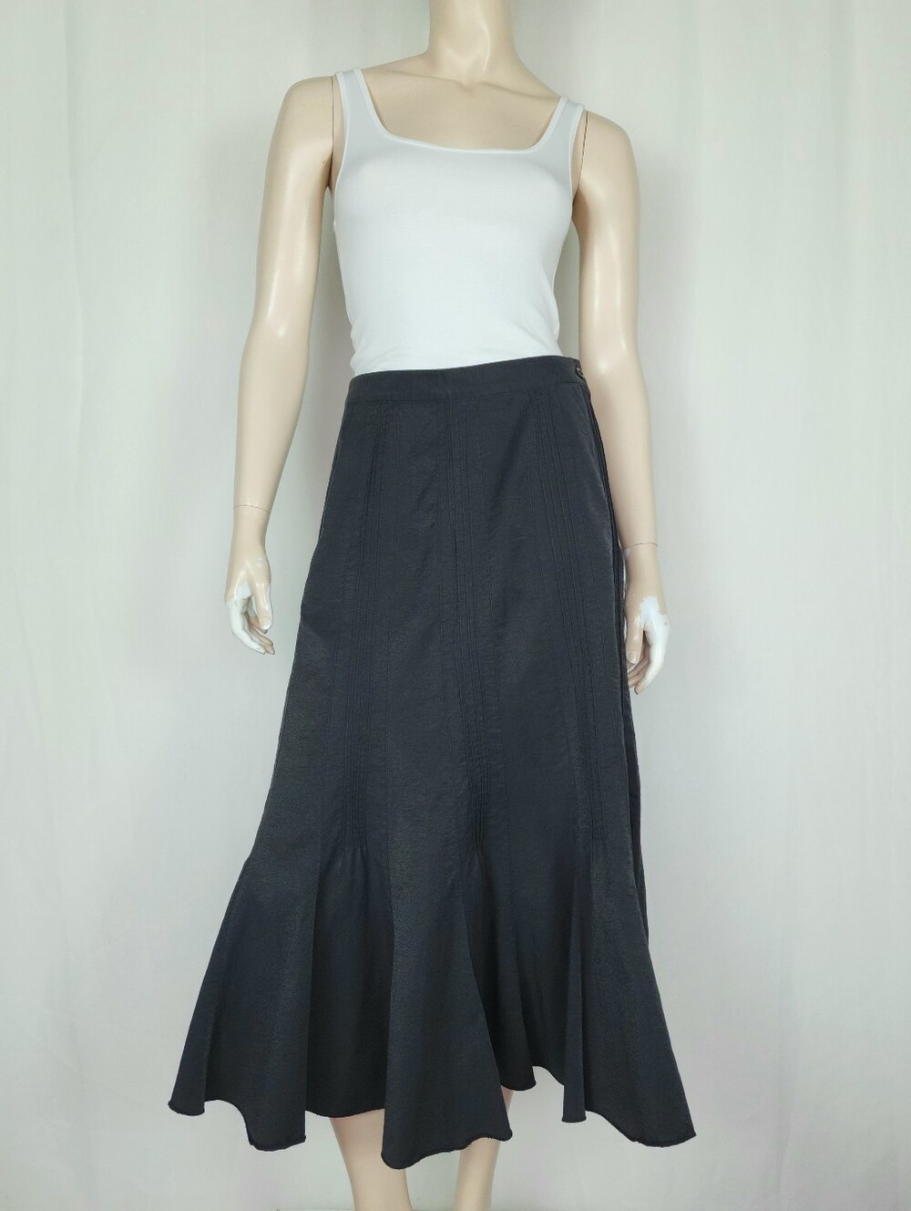 Y2k Simon Chang denim sparkle trumpet mermaid skirt SM